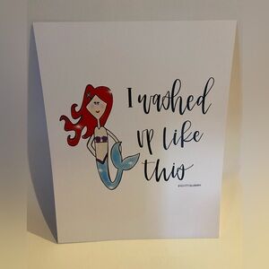 Old City Calligraphy Mermaid Art Print